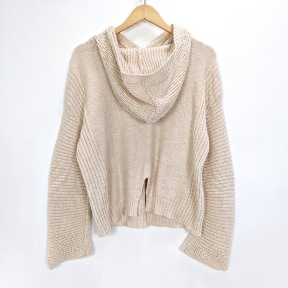 Abound Size M Womens Cozy Ribbed Knit Hoodie In Beige Oatmeal Light Heather - Picture 6 of 9